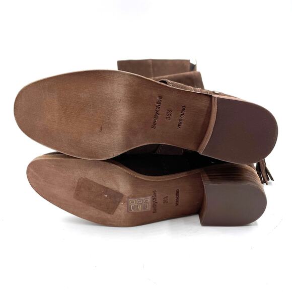 See By Chloe Dasha Boots Over the Knee Brown Suede Studded 36.5 / 6.5 - Picture 8 of 11